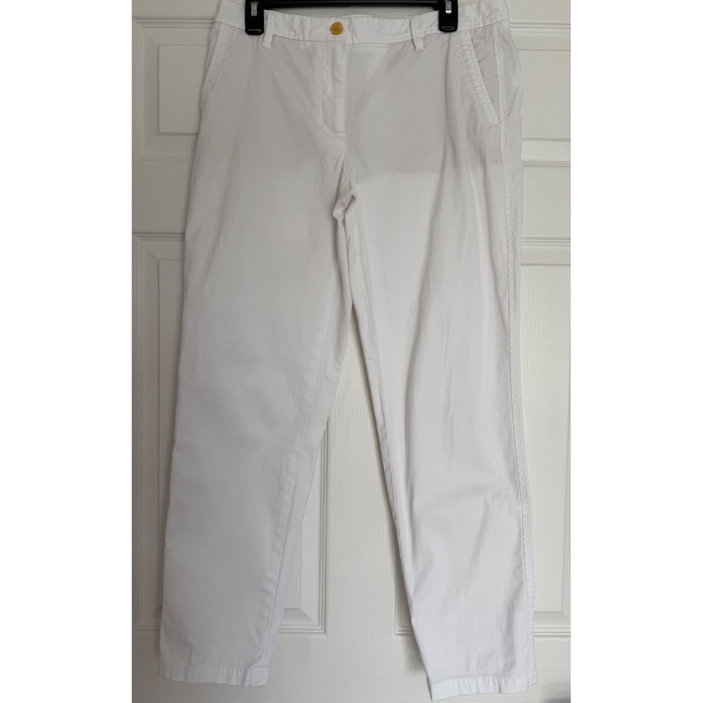 Talbots Relaxed Chino Pants Womens 8 White Cotton Stretch Straight Leg Trousers